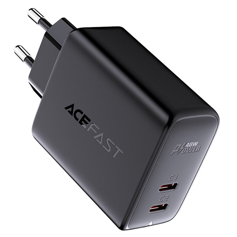 Incarcator Fast Charging 2x USB-C Acefast A9 PD40W, negru