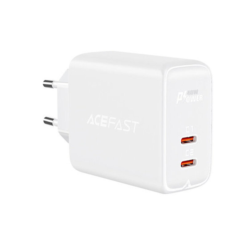 Incarcator Fast Charging 2x USB-C Acefast A9 PD40W, alb