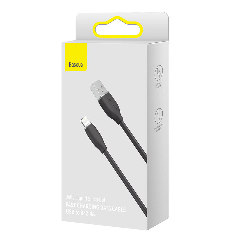 Cablu de date USB la Lightning Baseus 2.4A, 2m, negru, CAGD000101