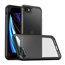 Husa iPhone SE 3, SE 2022 Mobster Carbon Fuse transparenta, negru