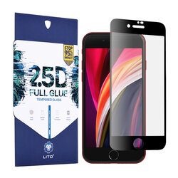 Folie Sticla iPhone SE 2, SE 2020 Lito 2.5D Full Glue Full Cover Cu Rama - Negru