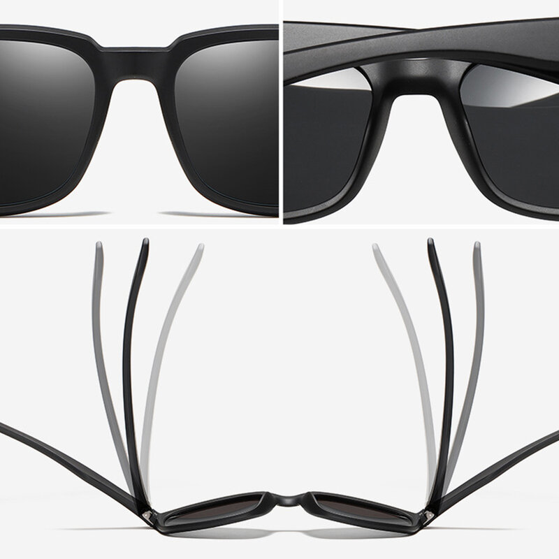 Ochelari de soare rectangulari barbati Techsuit, negru/ gri, MM108