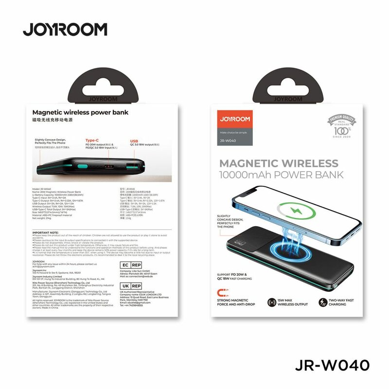 Acumulator extern Fast Charging wireless Joyroom, 20W, JR-W040 