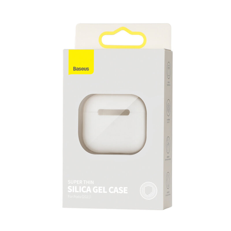 Husa Airpods 3 Baseus Super Thin Silica Gel, alb, WIAPPOD-CBZ02