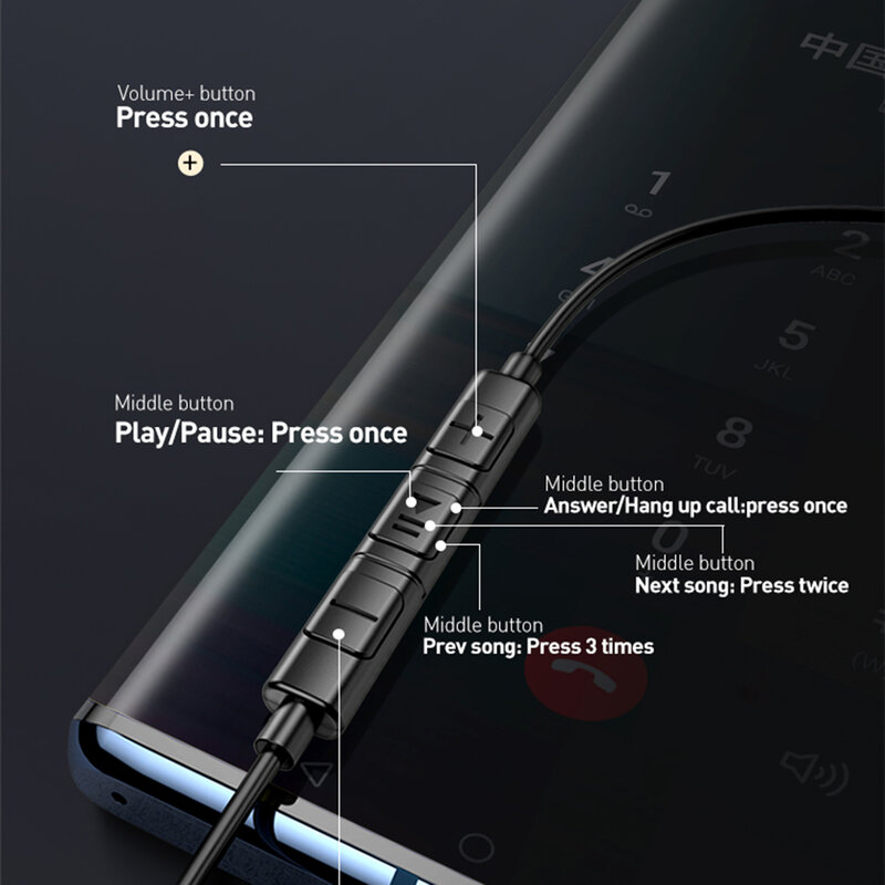 Casti in-ear cu fir Type-C si microfon Usams EP-43, negru