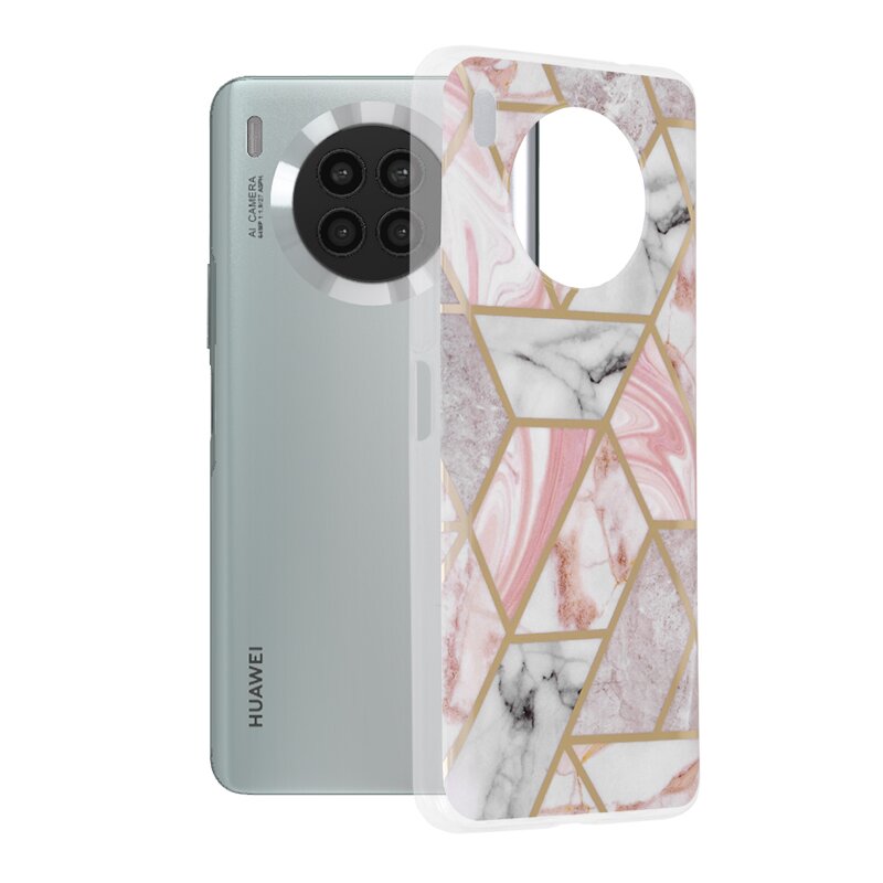 Husa Huawei nova 8i Techsuit Marble, roz