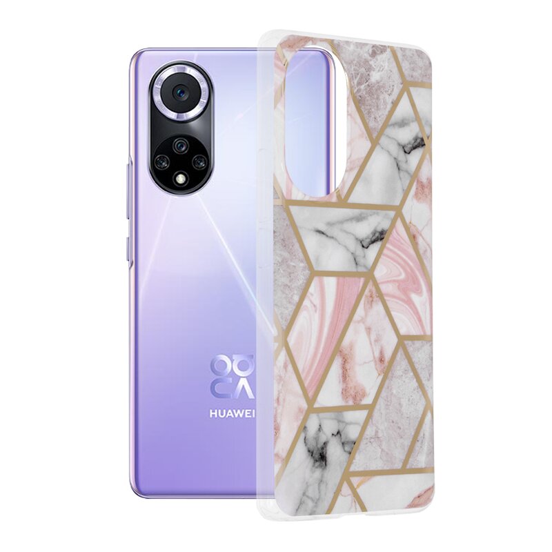 Husa Huawei nova 9 Techsuit Marble, roz