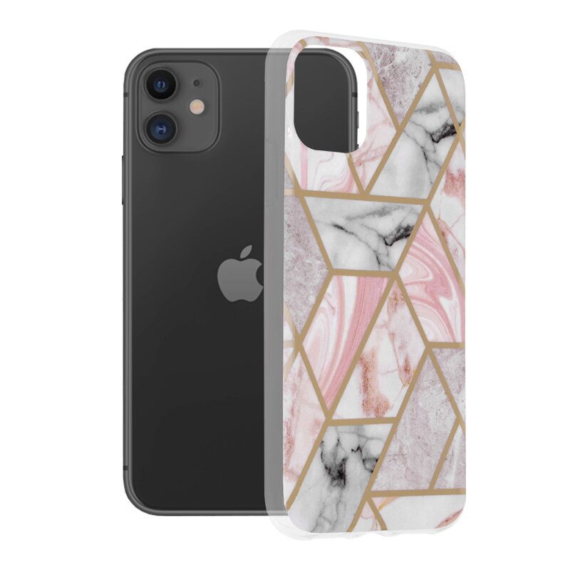 Husa iPhone 11 Techsuit Marble, roz