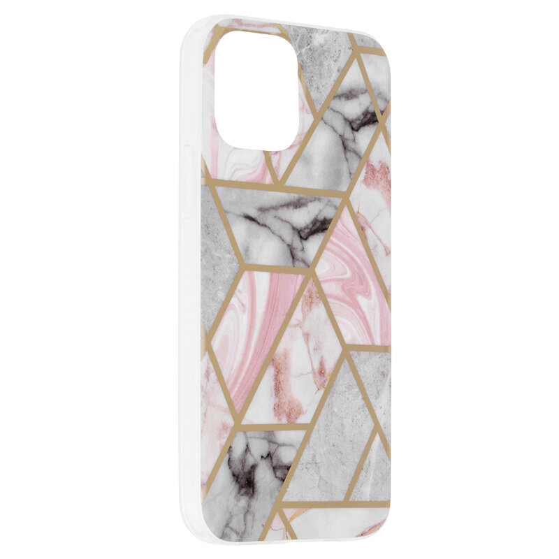 Husa iPhone 12 Techsuit Marble, roz