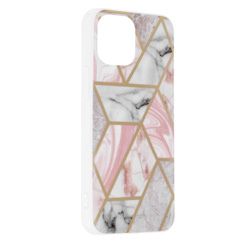 Husa iPhone 13 mini Techsuit Marble, roz