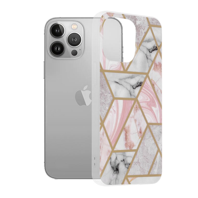 Husa iPhone 13 Pro Techsuit Marble, roz