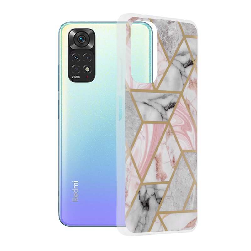 Husa Xiaomi Redmi Note 11 Techsuit Marble, roz