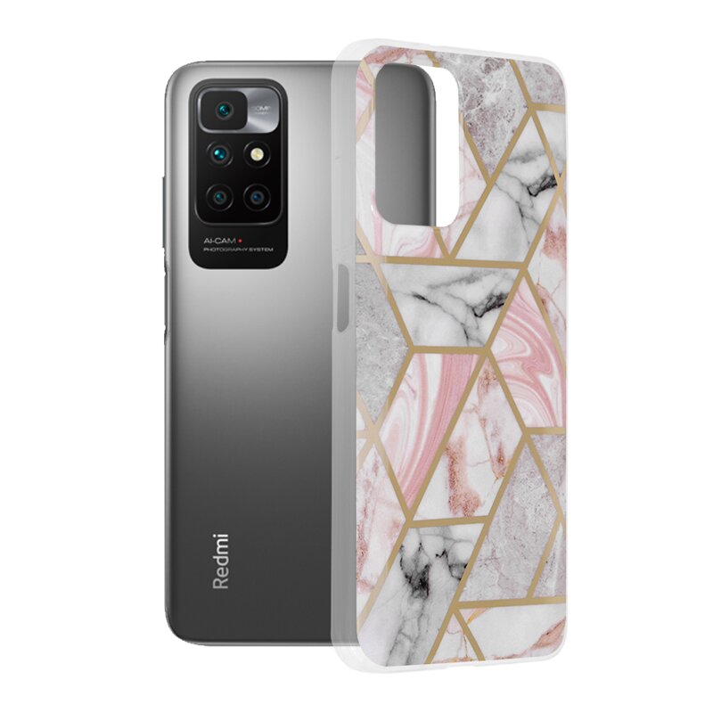 Husa Xiaomi Redmi 10 Techsuit Marble, roz