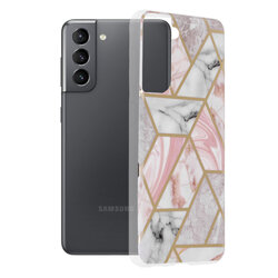 Husa Samsung Galaxy S21 5G Techsuit Marble, roz