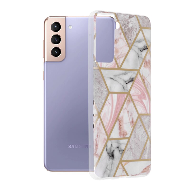 Husa Samsung Galaxy S21 Plus 5G Techsuit Marble, roz