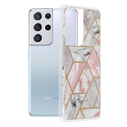 Husa Samsung Galaxy S21 Ultra 5G Techsuit Marble, roz