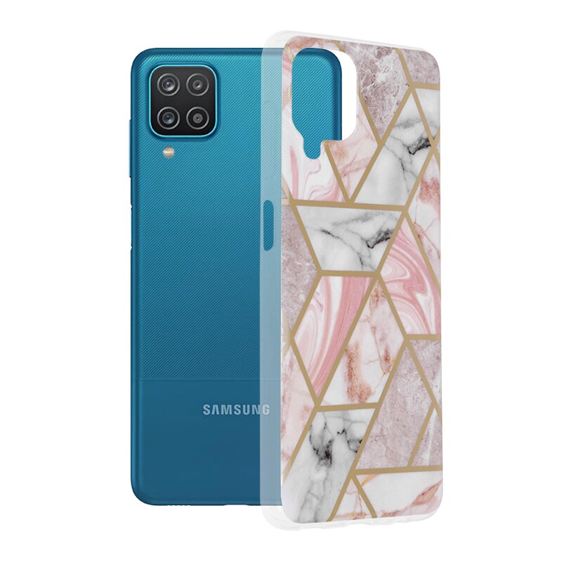 Husa Samsung Galaxy A12 Techsuit Marble, roz