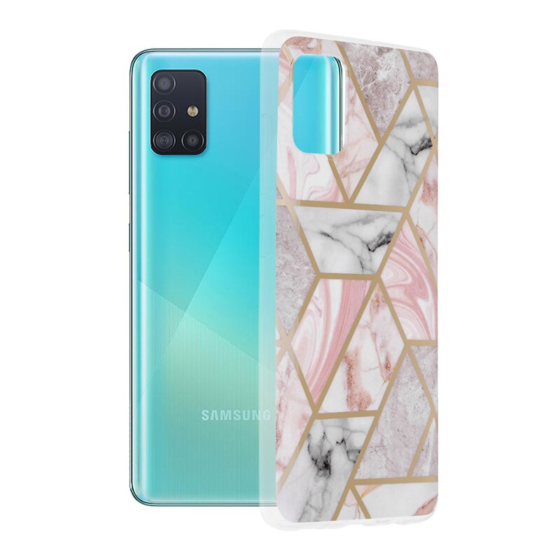 Husa Samsung Galaxy A51 4G Techsuit Marble, roz