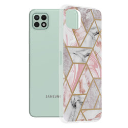 Husa Samsung Galaxy A22 5G Techsuit Marble, roz