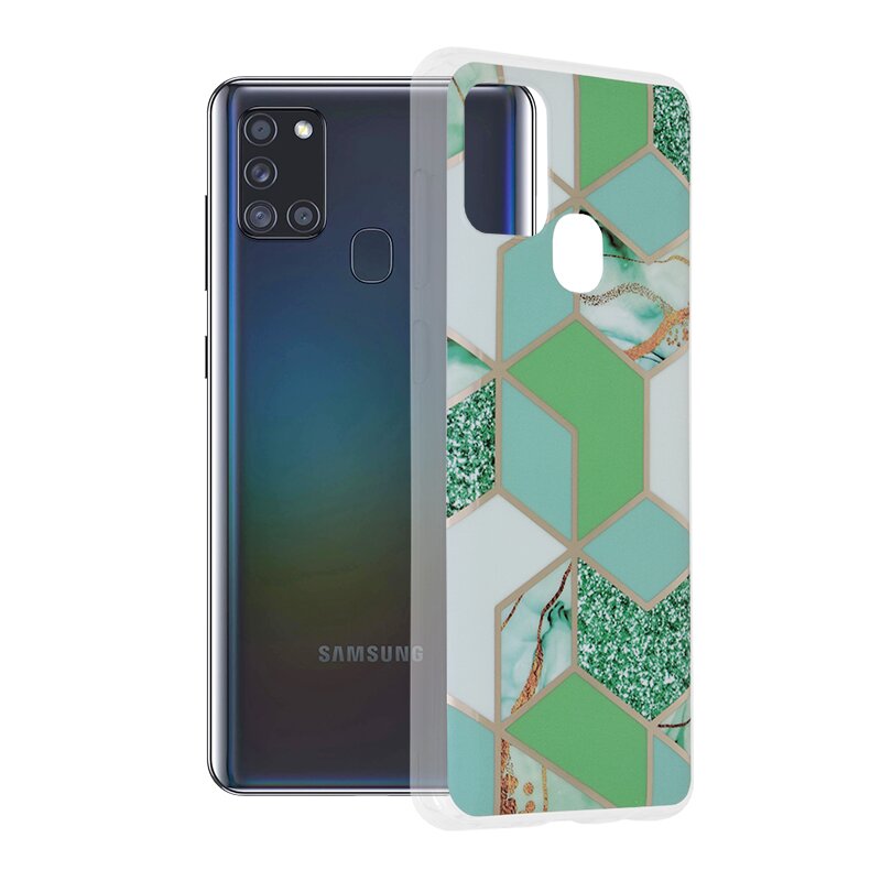 Husa Samsung Galaxy A21s Techsuit Marble, verde