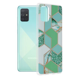 Husa Samsung Galaxy A71 4G Techsuit Marble, verde