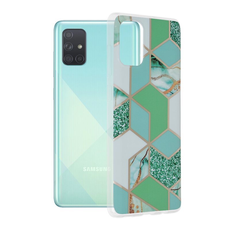 Husa Samsung Galaxy A71 4G Techsuit Marble, verde