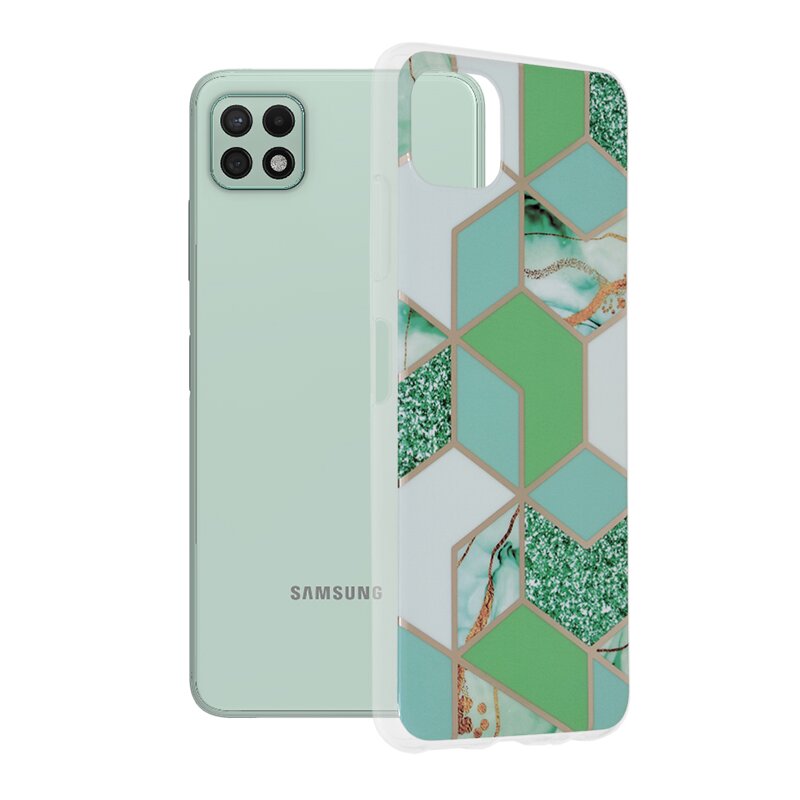 Husa Samsung Galaxy A22 5G Techsuit Marble, verde