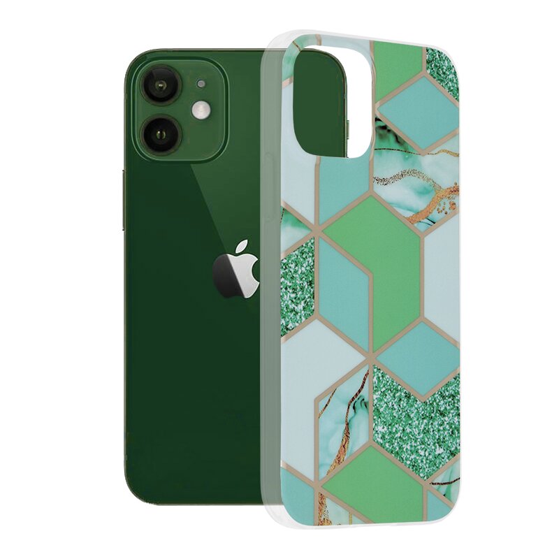 Husa iPhone 12 Techsuit Marble, verde