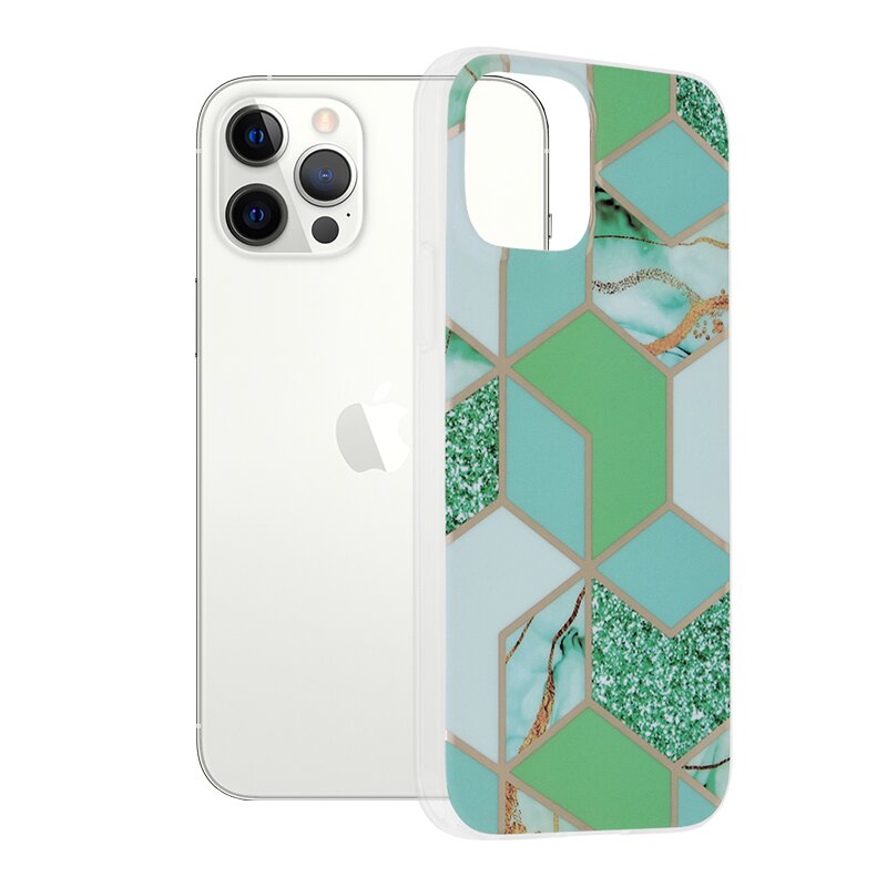 Husa iPhone 12 Pro Techsuit Marble, verde