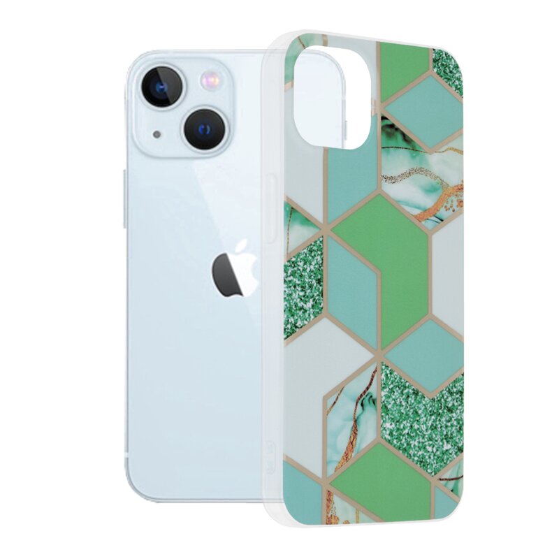 Husa iPhone 13 Techsuit Marble, verde