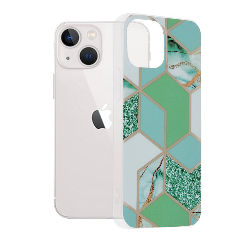 Husa iPhone 13 mini Techsuit Marble, verde