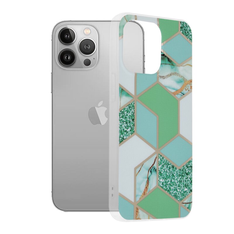 Husa iPhone 13 Pro Techsuit Marble, verde