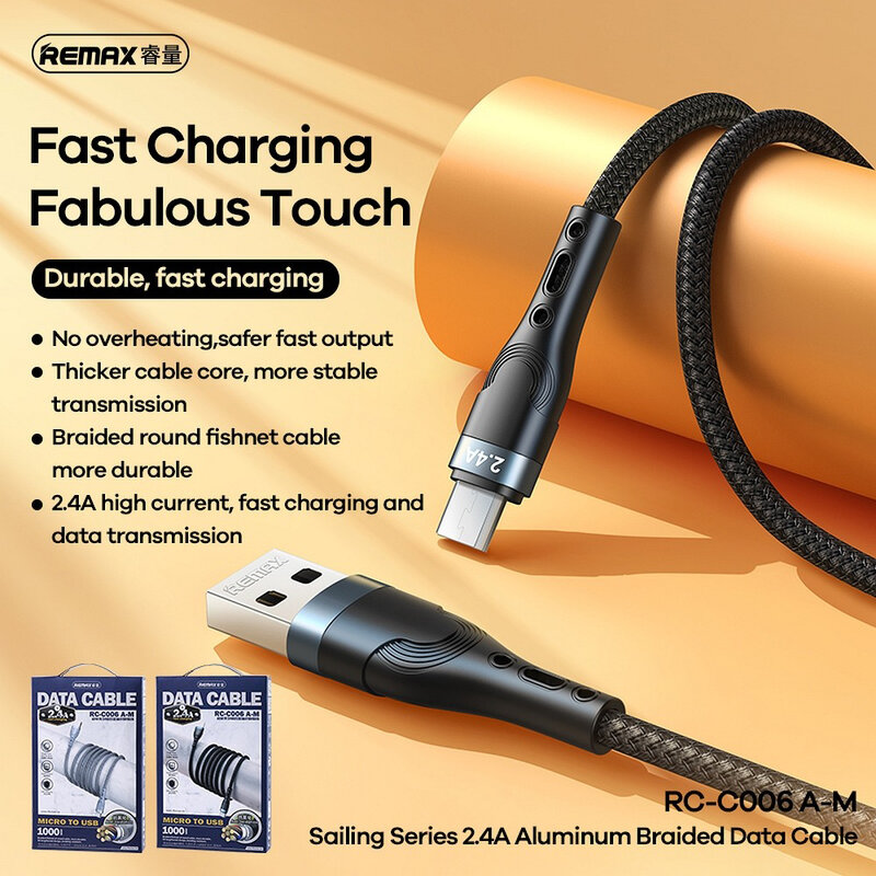 Cablu Micro-USB Fast Charging Remax, 1m, negru, RC-C006