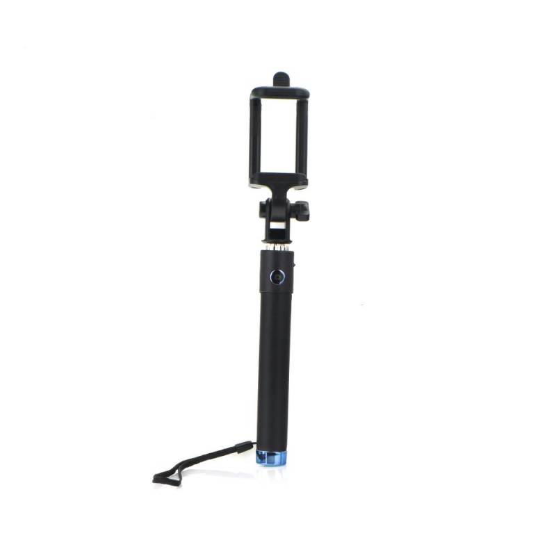 Suport Selfie Stick Blun, Jack 3.5mm, extensibil pana la 75cm, negru-albastru