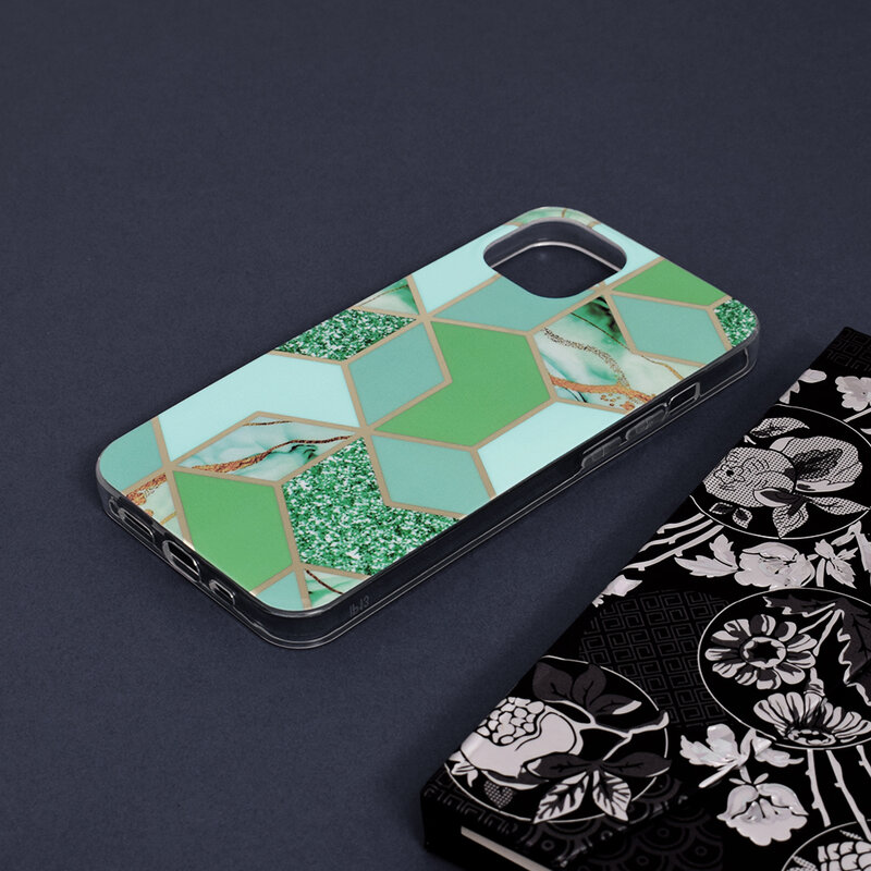 Husa iPhone 13 Techsuit Marble, verde