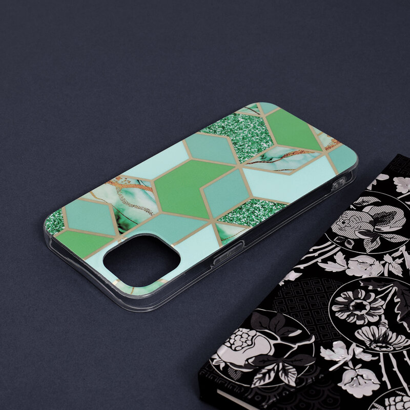 Husa iPhone 13 Techsuit Marble, verde