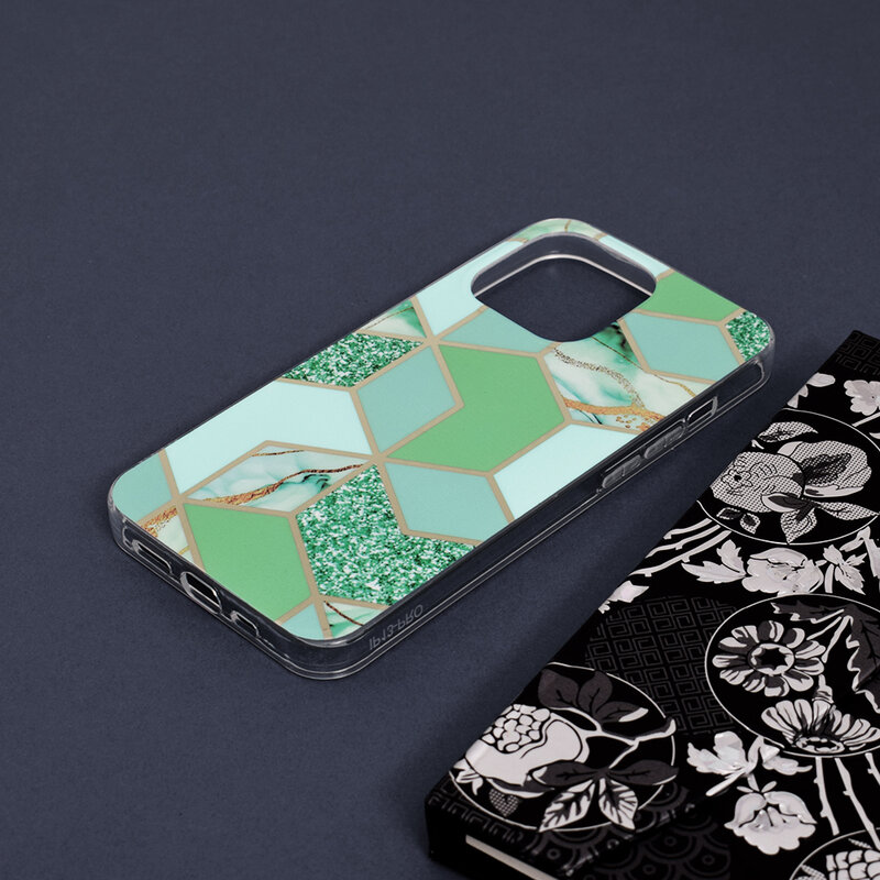 Husa iPhone 13 Pro Techsuit Marble, verde