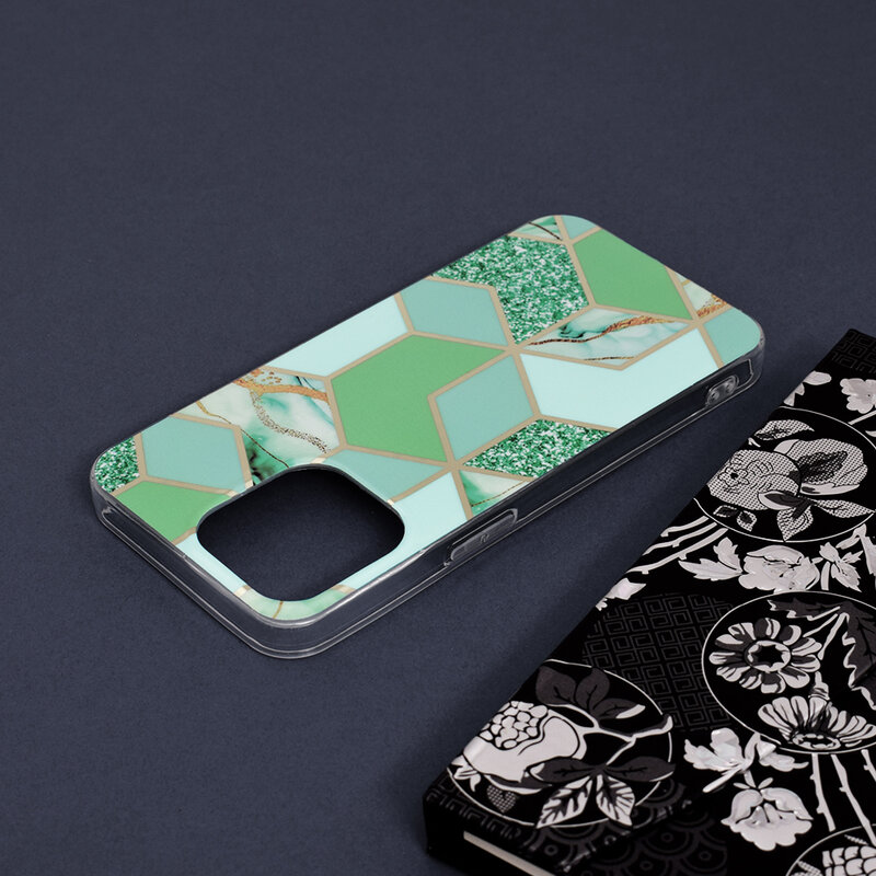 Husa iPhone 13 Pro Techsuit Marble, verde