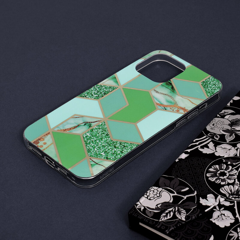 Husa iPhone 13 Pro Max Techsuit Marble, verde