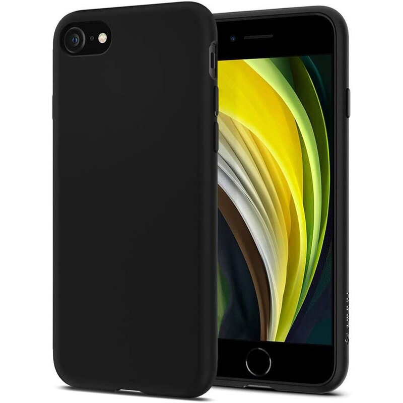 Husa iPhone SE 3, SE 2022 Spigen Liquid Crystal, negru mat