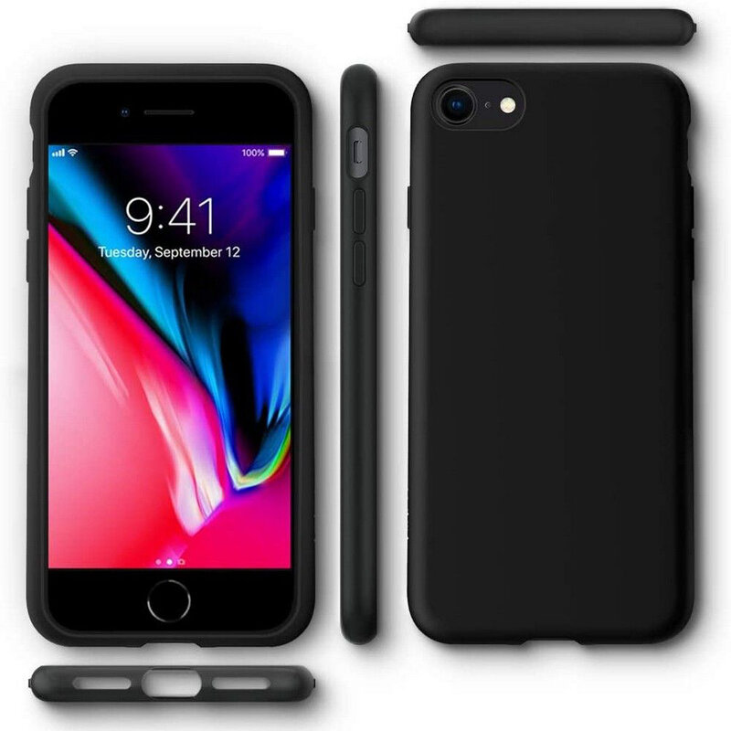 Husa iPhone 7 Spigen Liquid Crystal, negru mat