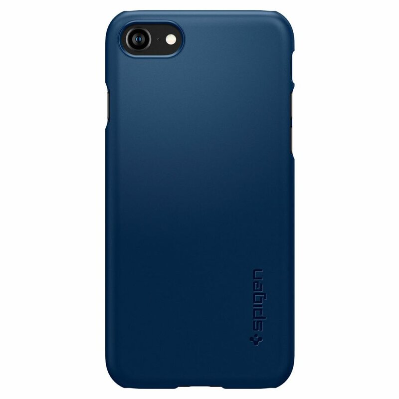 Husa iPhone SE 3, SE 2022 Spigen Thin Fit, albastru