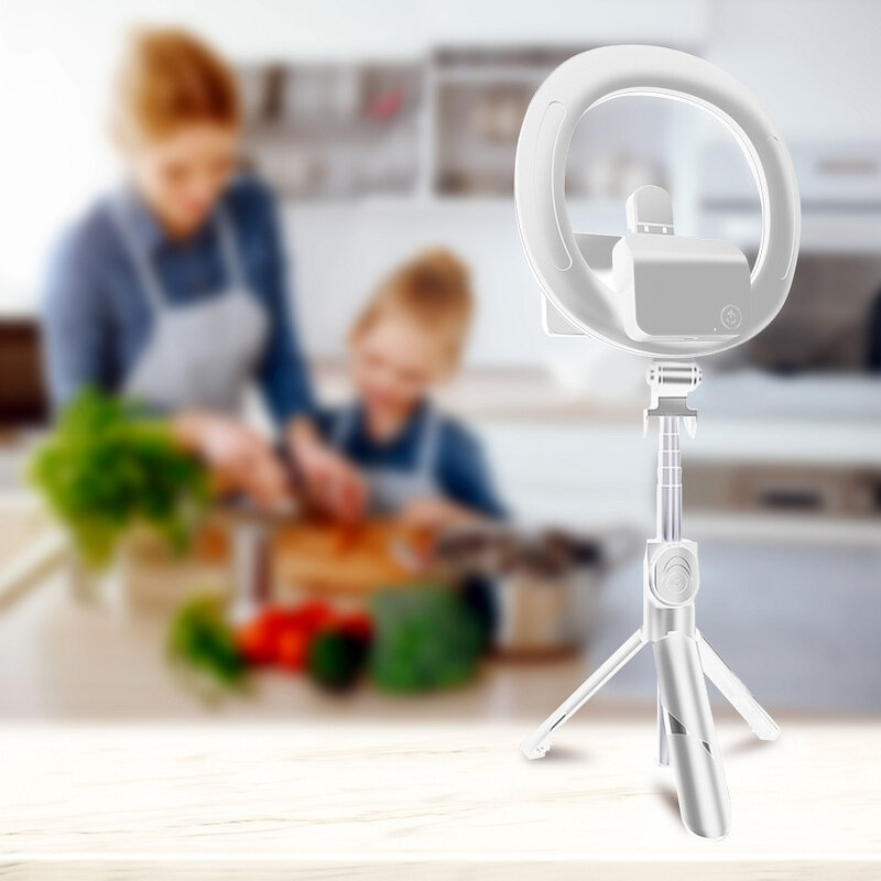 Lampa circulara ring light cu suport selfie telefon, alb, SSTR-18