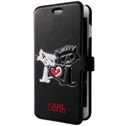 Husa iPhone 7 Karl Lagerfeld Love Cats Book - Negru  KLFLBKP7CL1BK
