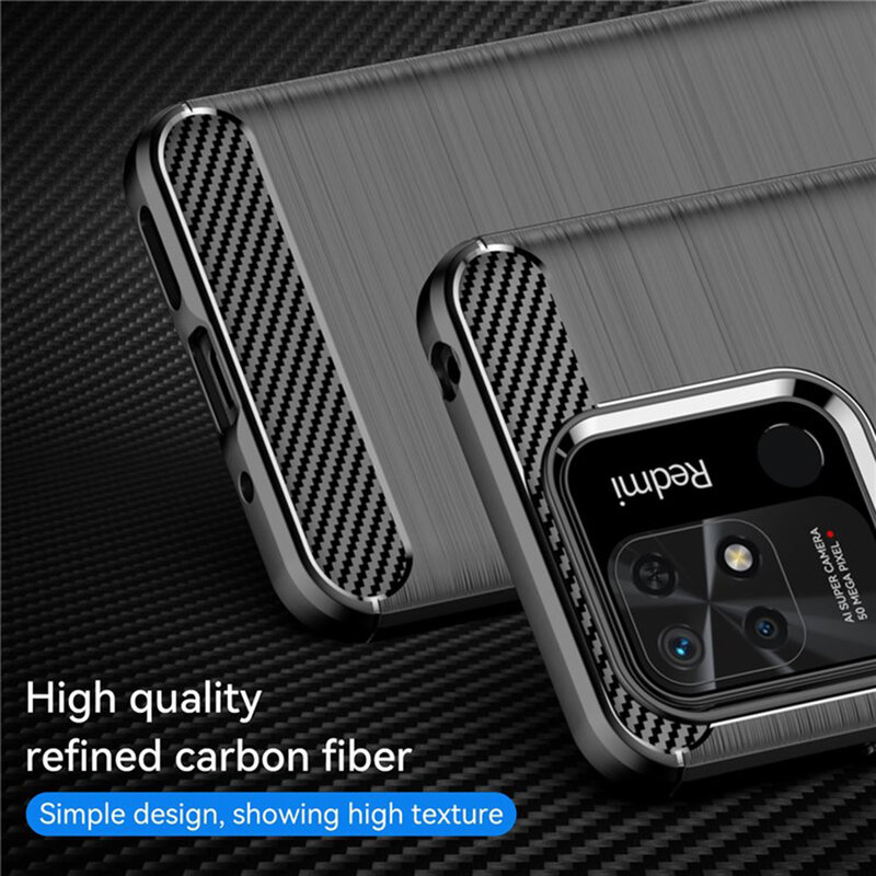 Husa Xiaomi Redmi 10C Techsuit Carbon Silicone, negru