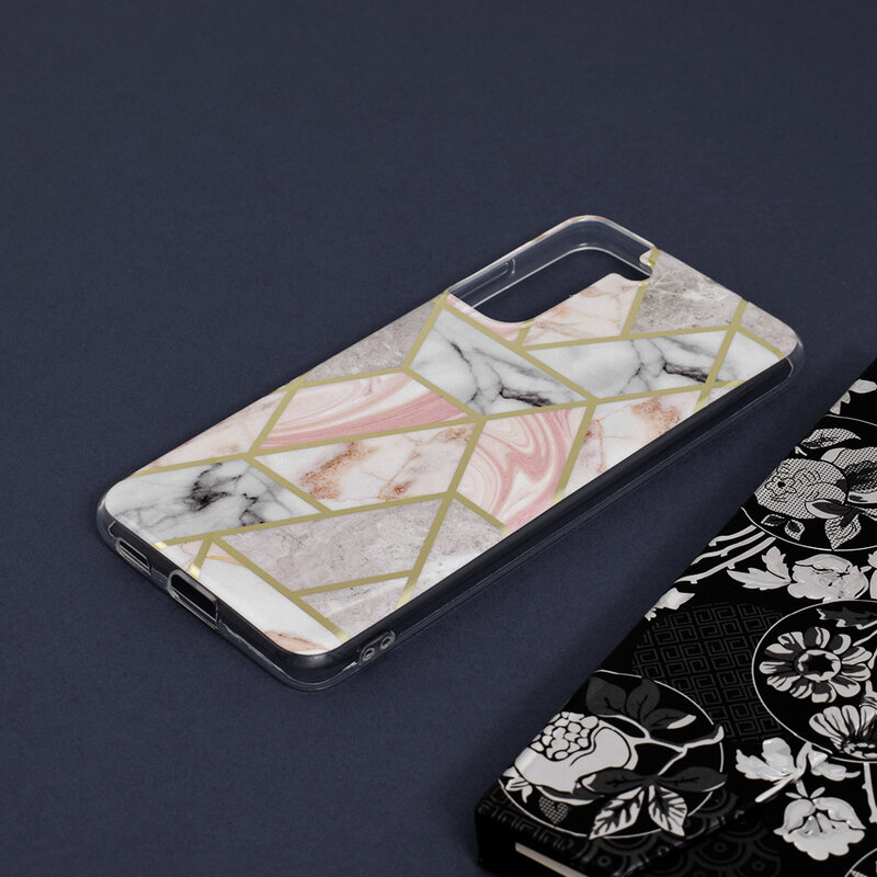 Husa Samsung Galaxy S21 FE 5G Techsuit Marble, roz