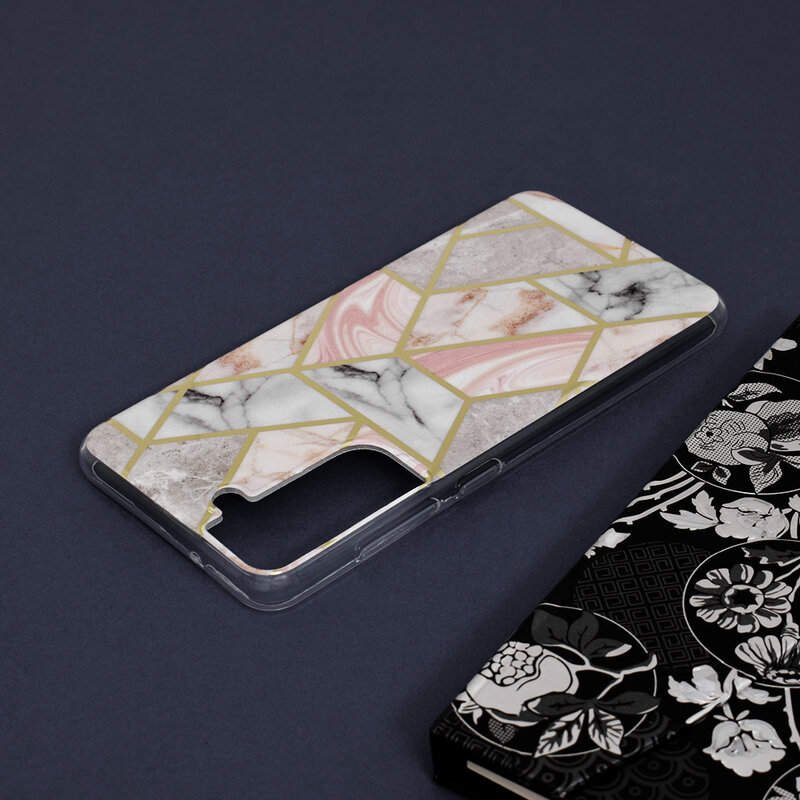 Husa Samsung Galaxy S21 FE 5G Techsuit Marble, roz