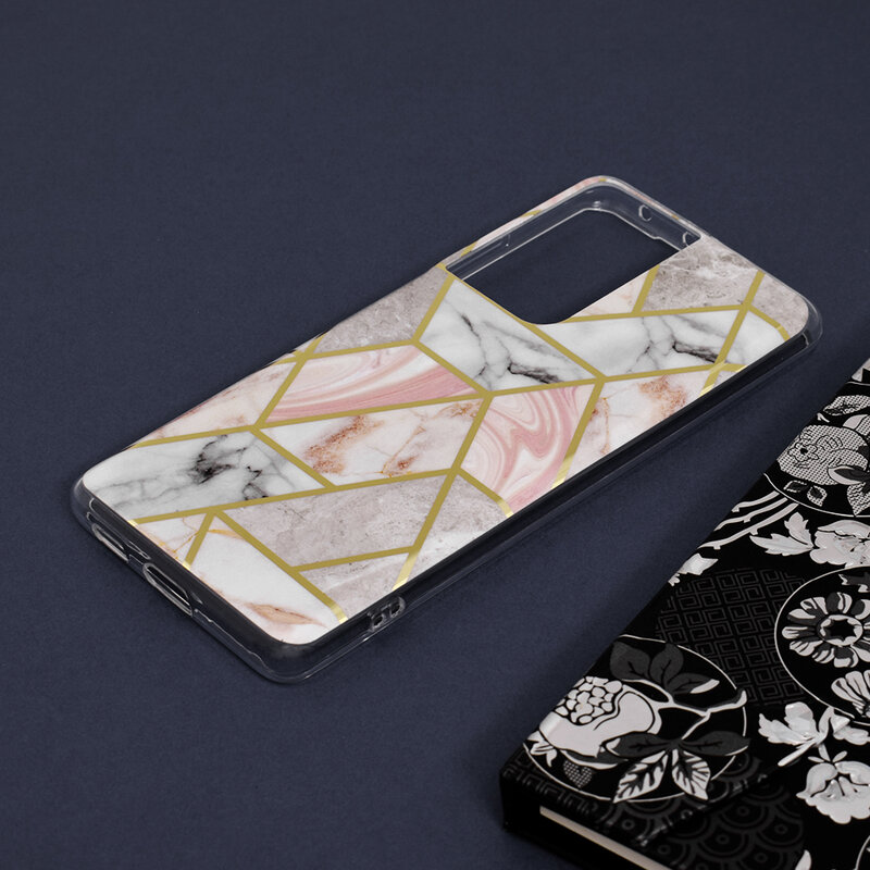 Husa Samsung Galaxy S21 Ultra 5G Techsuit Marble, roz
