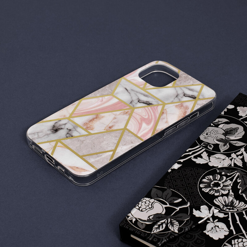 Husa iPhone 13 Techsuit Marble, roz