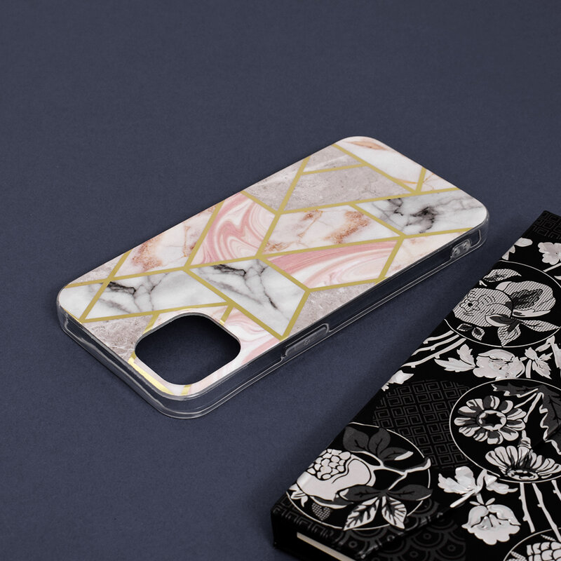 Husa iPhone 13 Techsuit Marble, roz